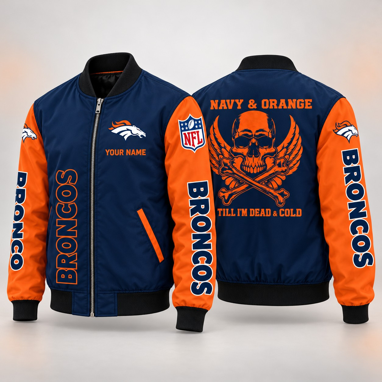 Denver Broncos Till I'm Dead Bomber Jacket & Joggers Personalized PFXMSG
