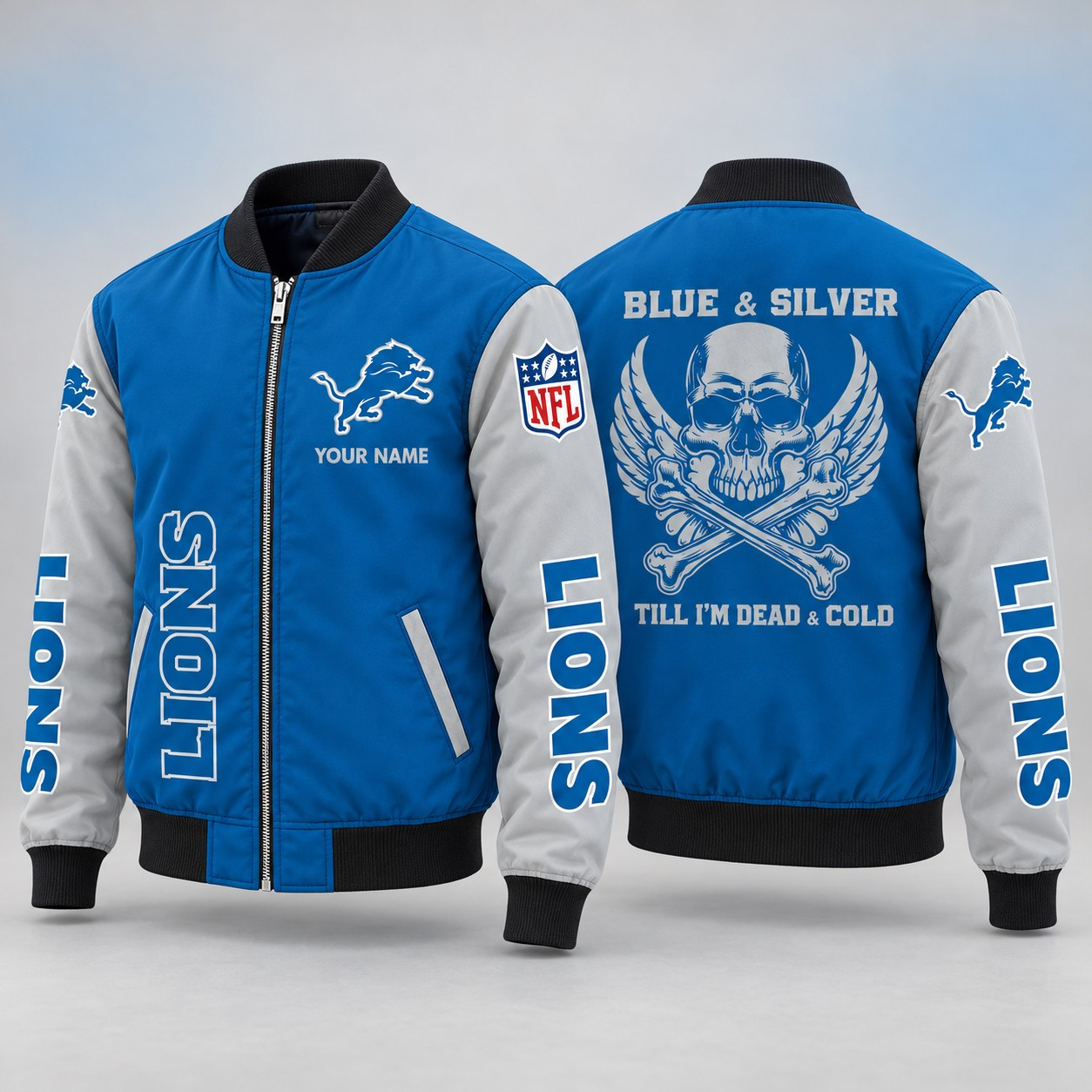 Detroit Lions Till I'm Dead Bomber Jacket & Joggers Personalized PRGQ5A