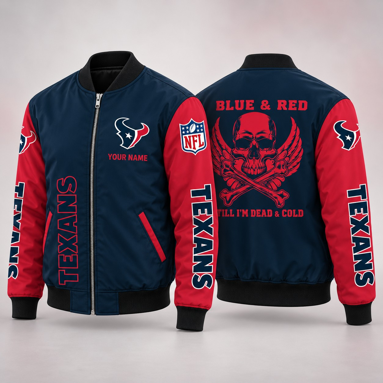 Houston Texans Till I'm Dead Bomber Jacket & Joggers Personalized PS399H