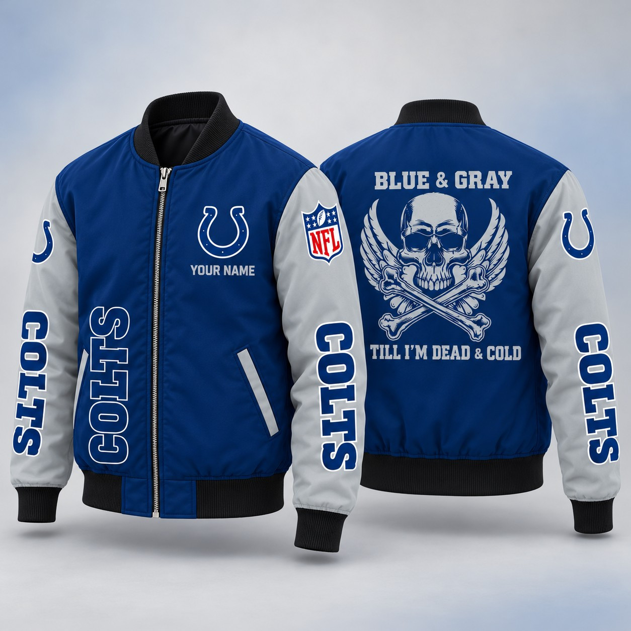 Indianapolis Colts Till I'm Dead Bomber Jacket & Joggers Personalized P1HKX8