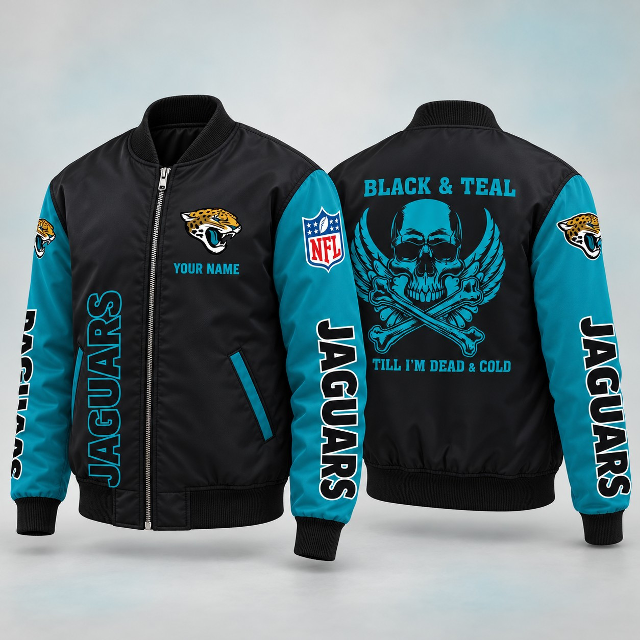 Jacksonville Jaguars Till I'm Dead Bomber Jacket & Joggers Personalized P3XY0M