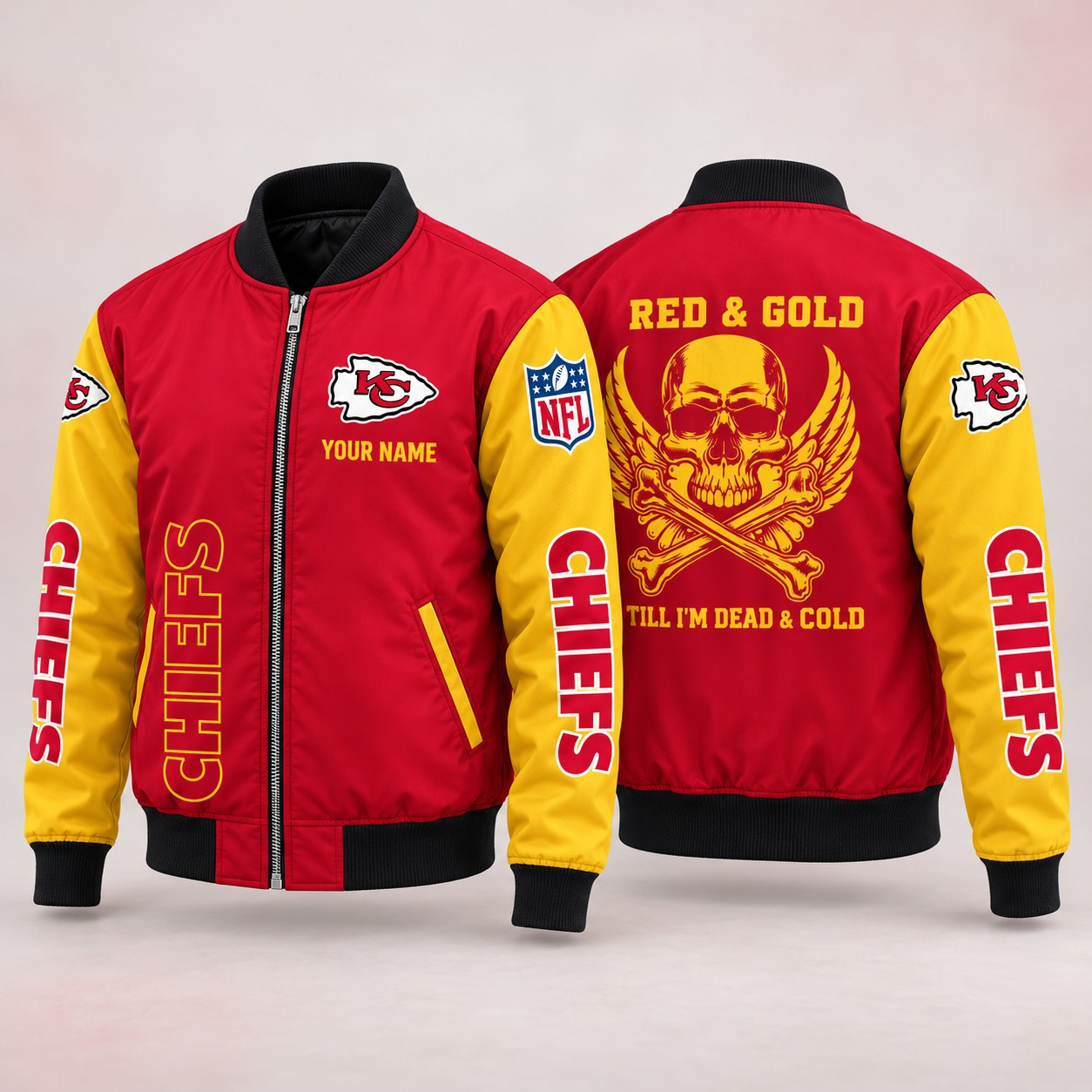 Kansas City Chiefs Till I'm Dead Bomber Jacket & Joggers Personalized PPURCW