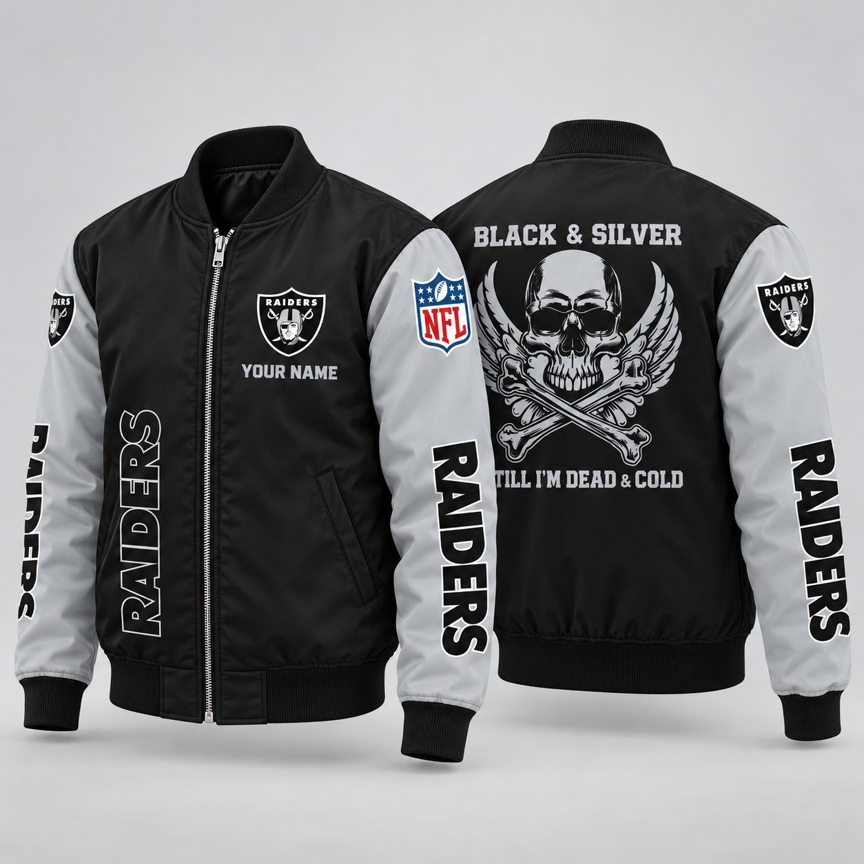 Las Vegas Raiders Till I'm Dead Bomber Jacket & Joggers Personalized P6NB71