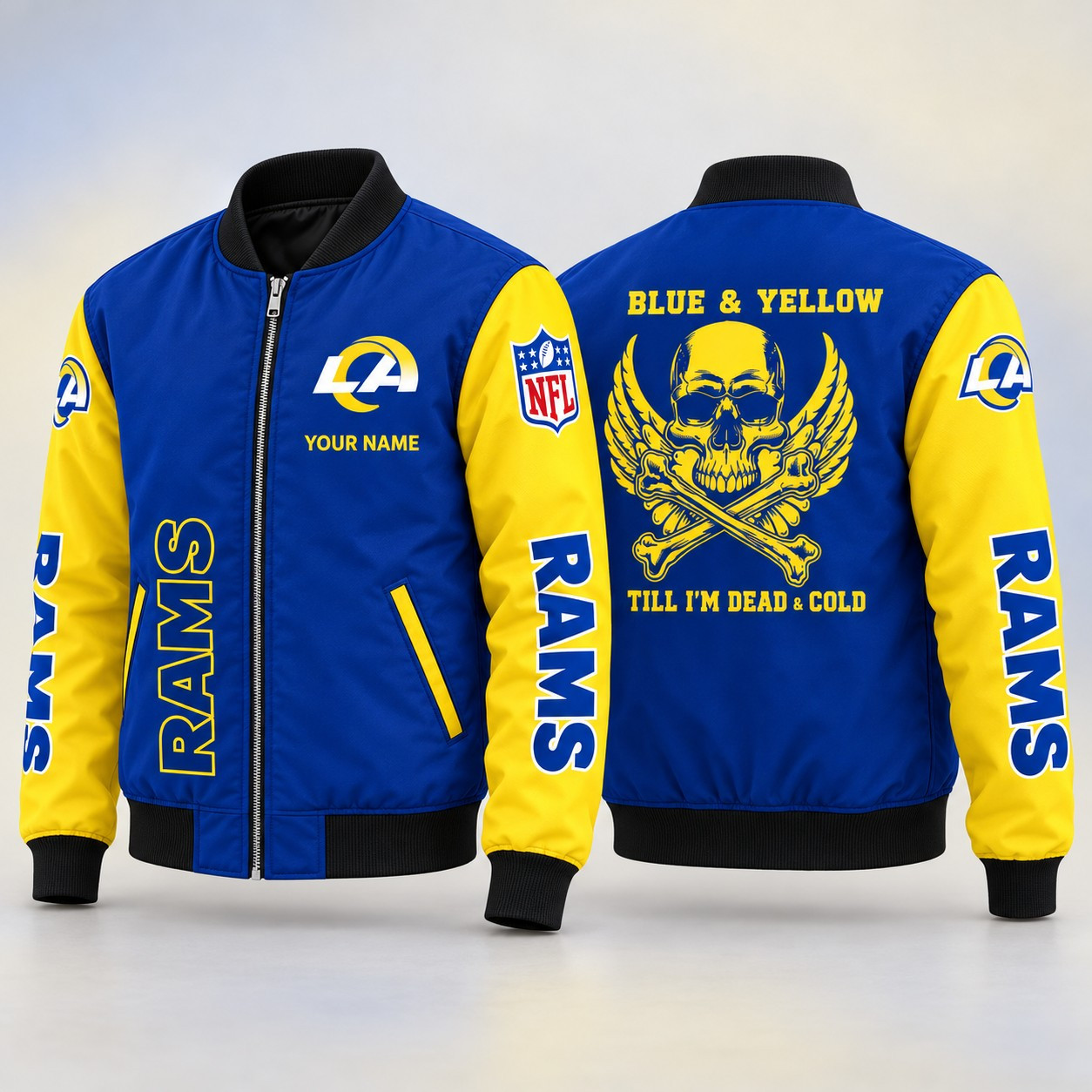 Los Angeles Rams Till I'm Dead Bomber Jacket & Joggers Personalized P03R26