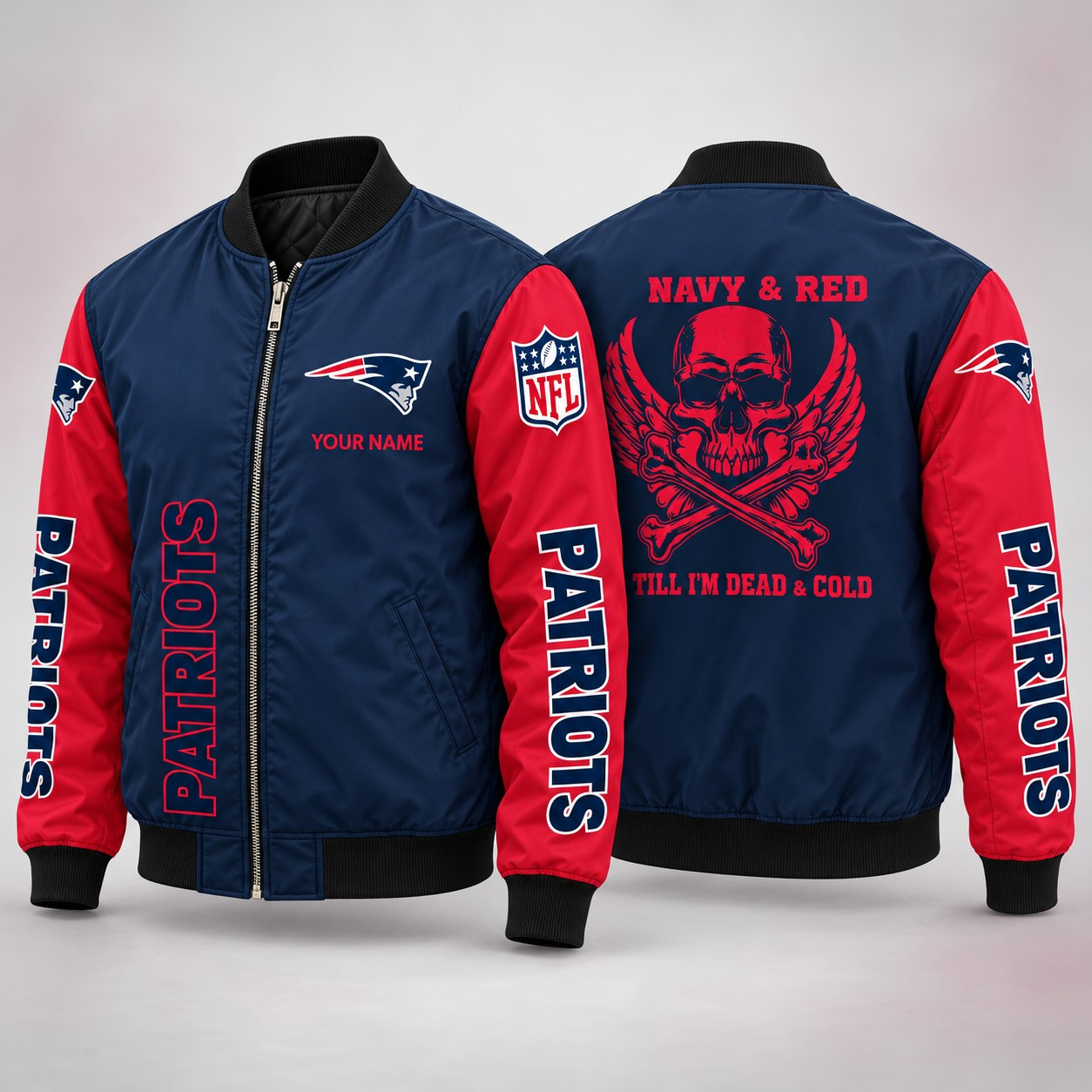 New England Patriots Till I'm Dead Bomber Jacket & Joggers Personalized PZEKZ7