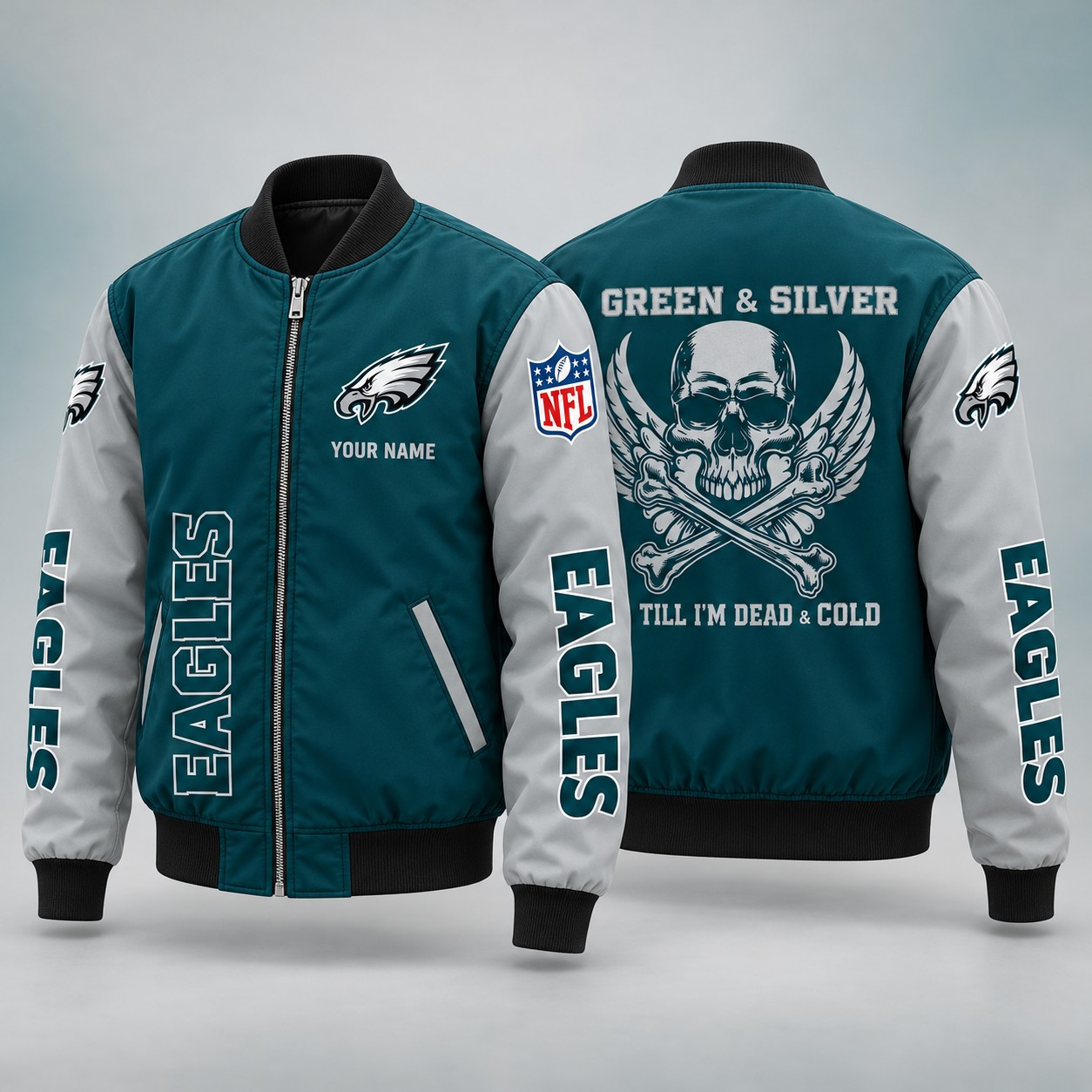 Philadelphia Eagles Till I'm Dead Bomber Jacket & Joggers Personalized PI6UN9