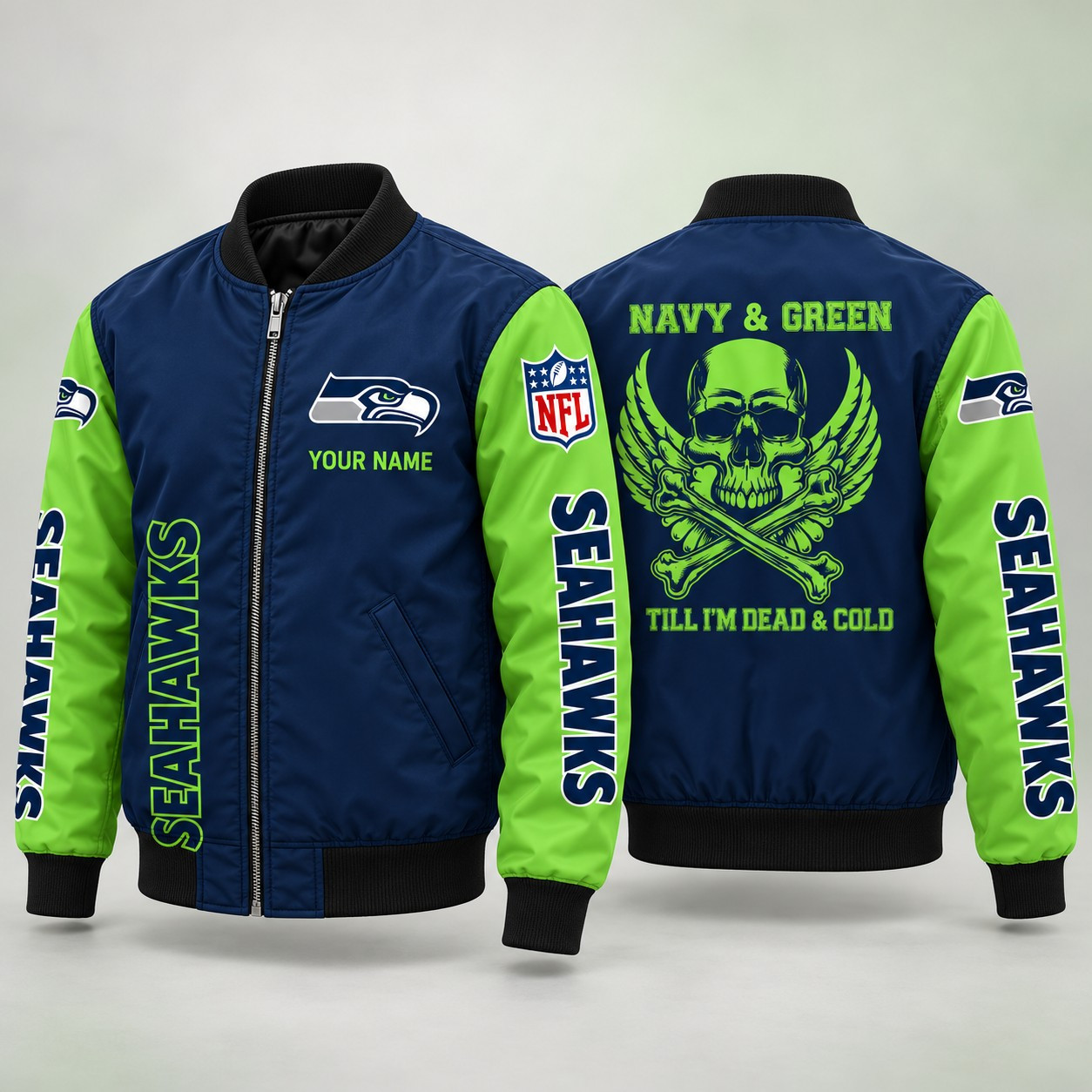 Seattle Seahawks Till I'm Dead Bomber Jacket & Joggers Personalized P5237M