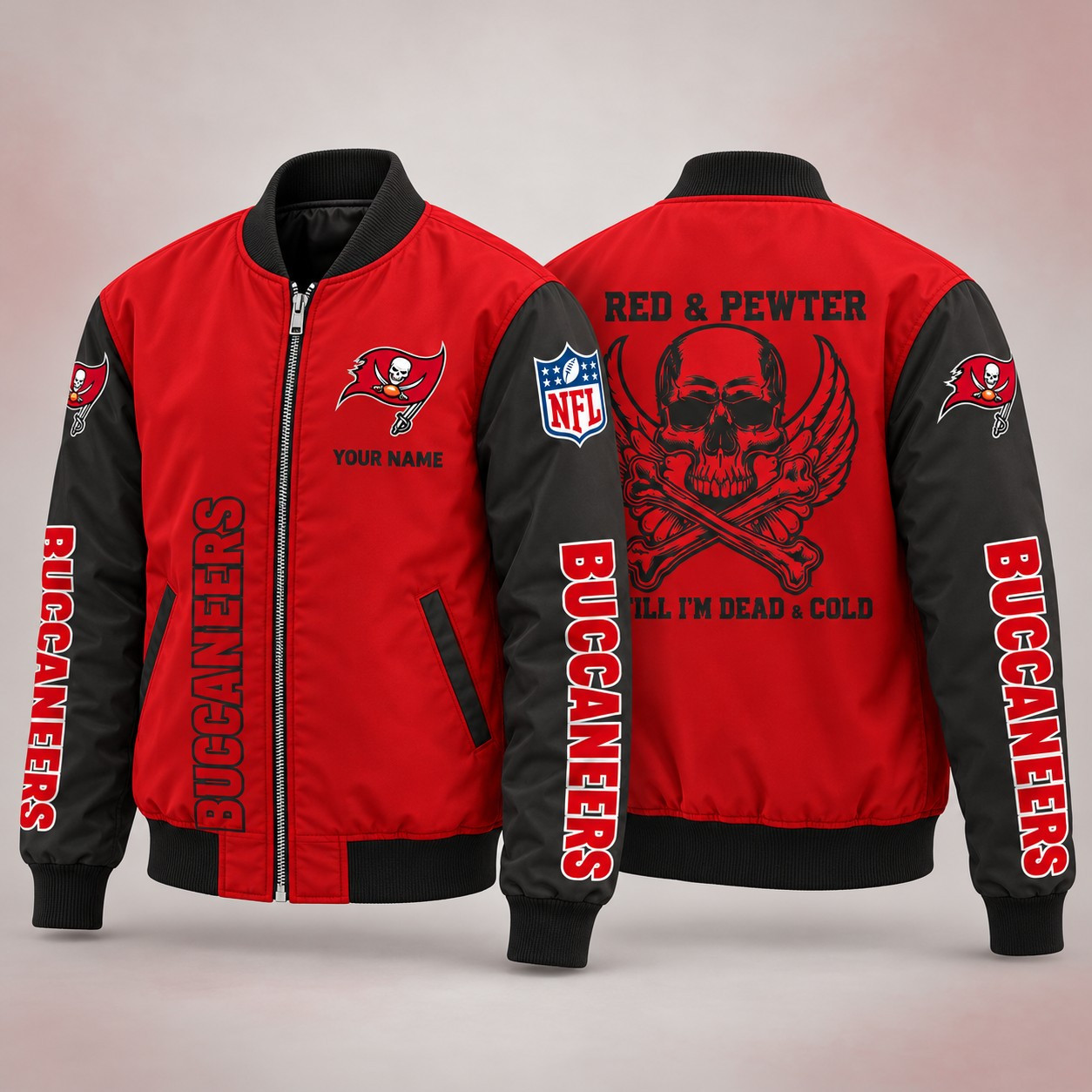 Tampa Bay Buccaneers Till I'm Dead Bomber Jacket & Joggers Personalized PKQ9ZS