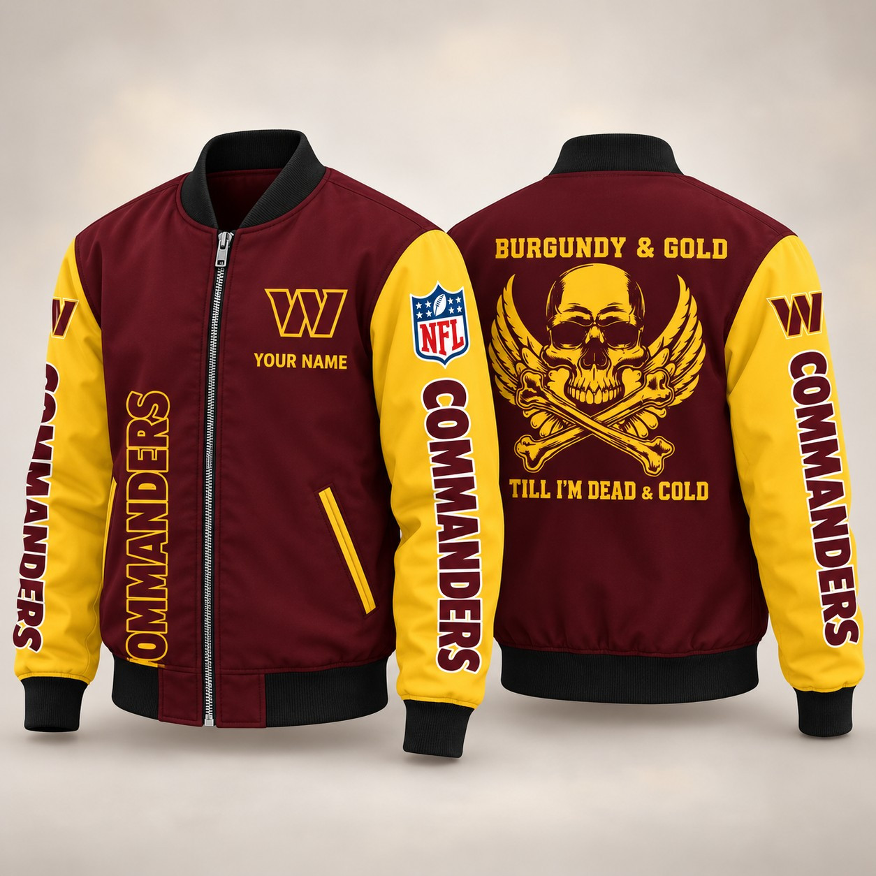 Washington Commanders Till I'm Dead Bomber Jacket & Joggers Personalized PXDD5A