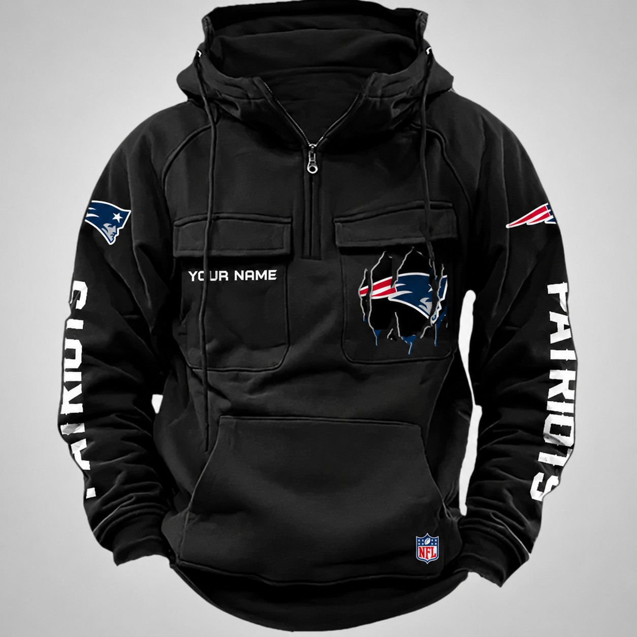 New England Patriots Designer Hoodies For Men Casual Fashion Solid Multi-Pocket Zipper Long Slevee PBB8DP3