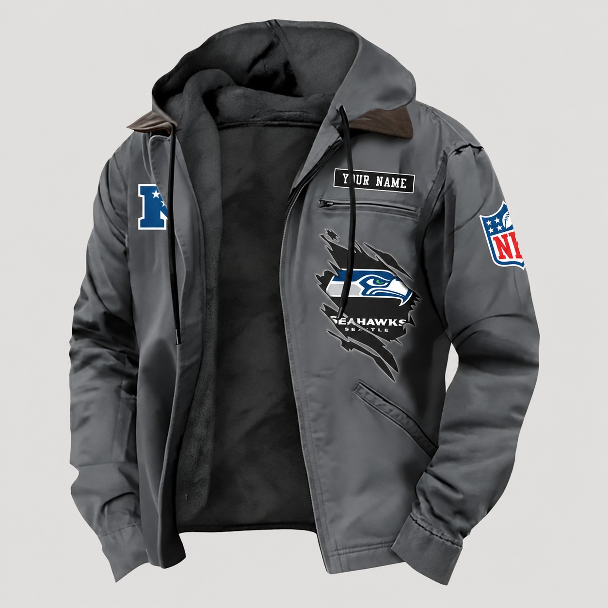 Seattle Seahawks Men's Casual Padded Jacket Hooded Trending 2026 PBD877D