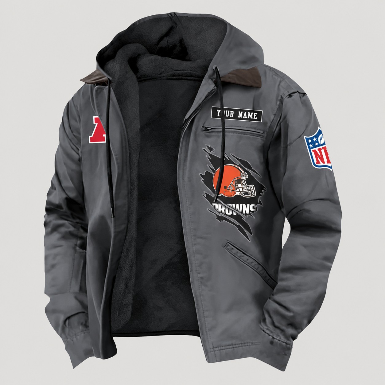 Cleveland Browns Men's Casual Padded Jacket Hooded Trending 2026 PBCTZ5U