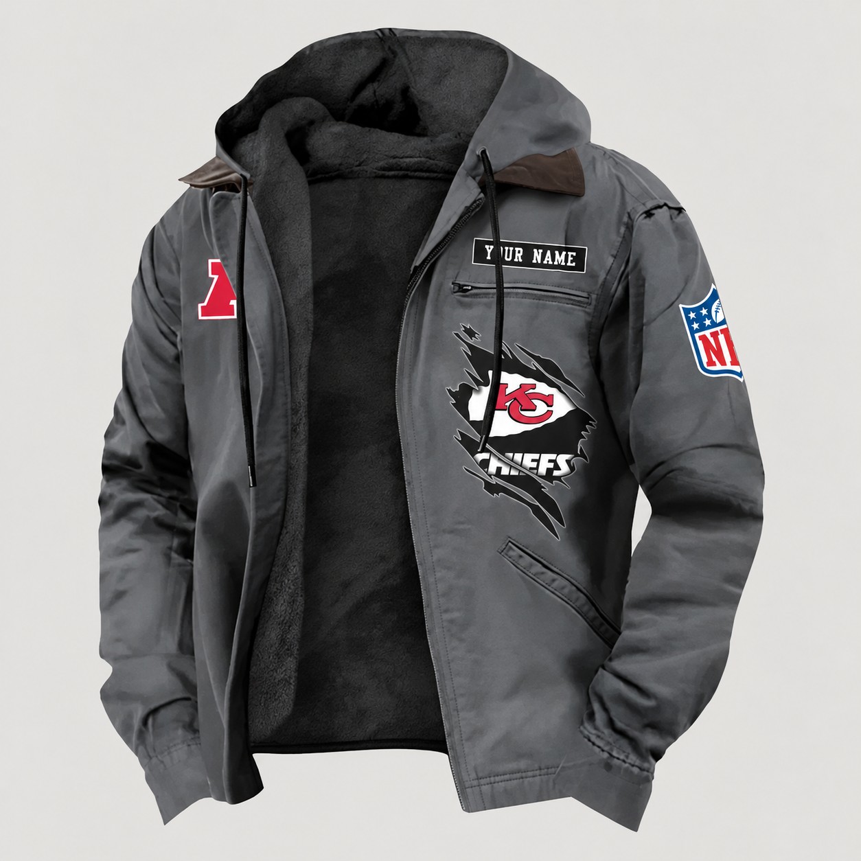 Kansas City Chiefs Men's Casual Padded Jacket Hooded Trending 2026 PBZ28KM