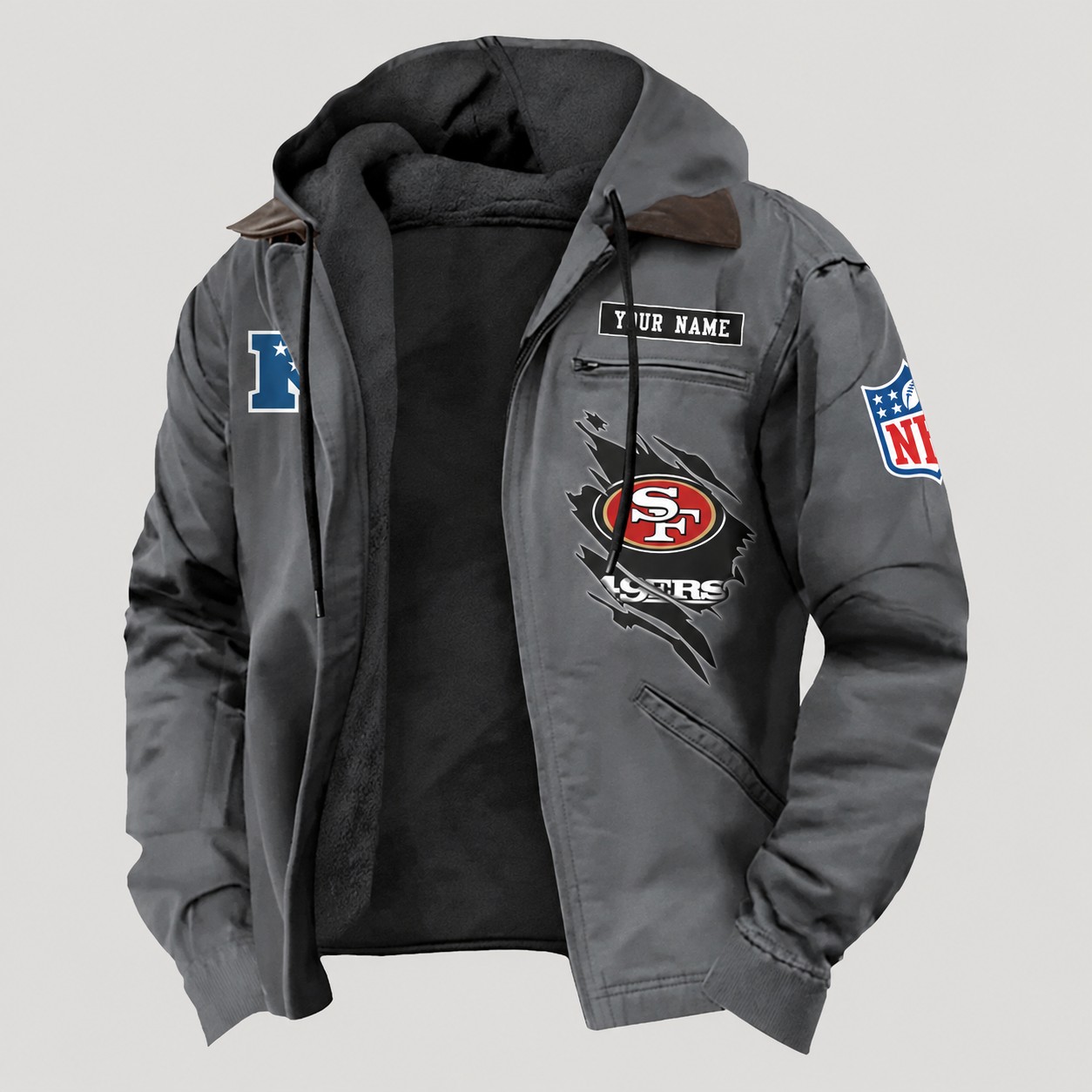 San Francisco 49ers Men's Casual Padded Jacket Hooded Trending 2026 PBHVZ6B