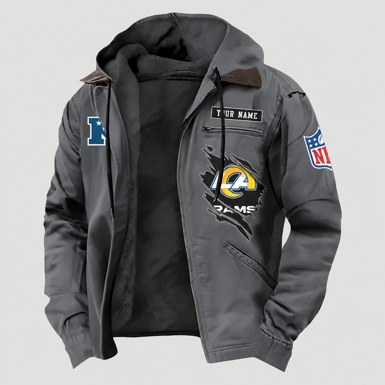 Los Angeles Rams Men's Casual Padded Jacket Hooded Trending 2026 PBWX3C8
