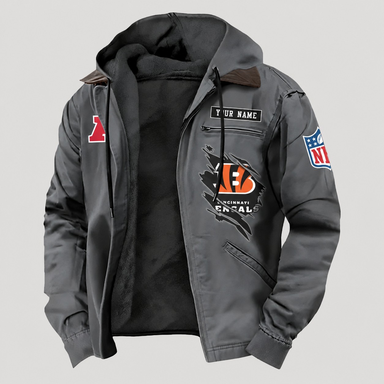 Cincinnati Bengals Men's Casual Padded Jacket Hooded Trending 2026 PBLB0BN