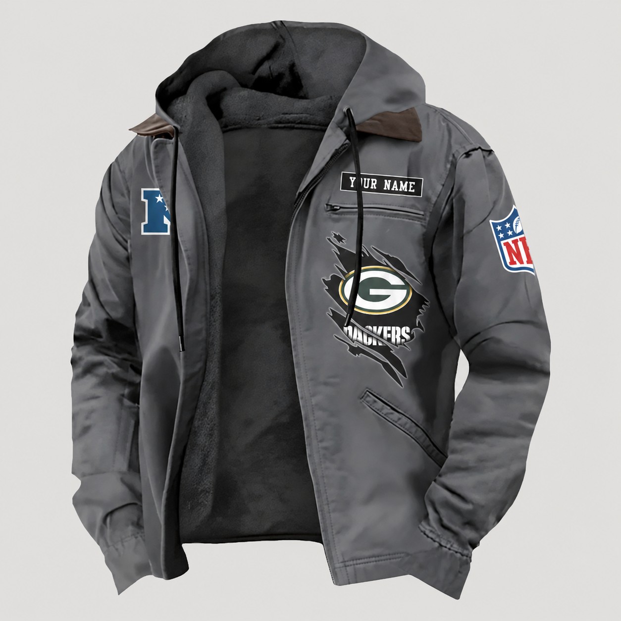Green Bay Packers Men's Casual Padded Jacket Hooded Trending 2026 PBZBP1W