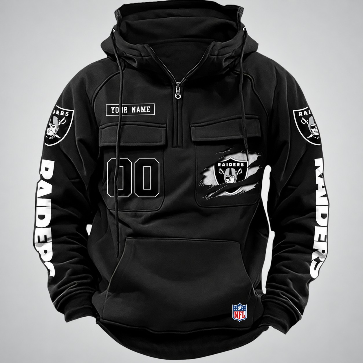 Las Vegas Raiders NFL Multi Pocket Zipper Retro Hoodie PB16HGQ