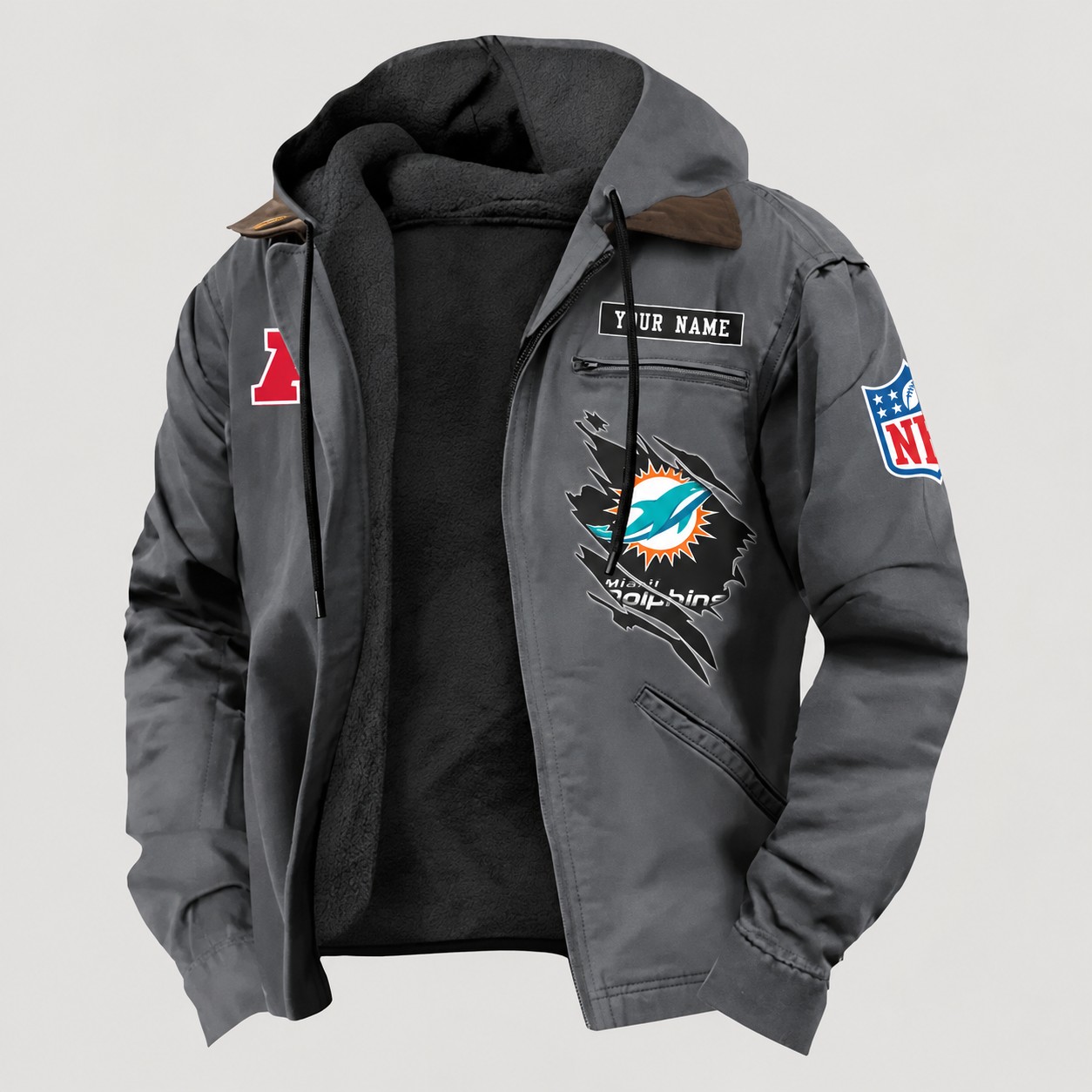 Miami Dolphins Men's Casual Padded Jacket Hooded Trending 2025 PBTE315