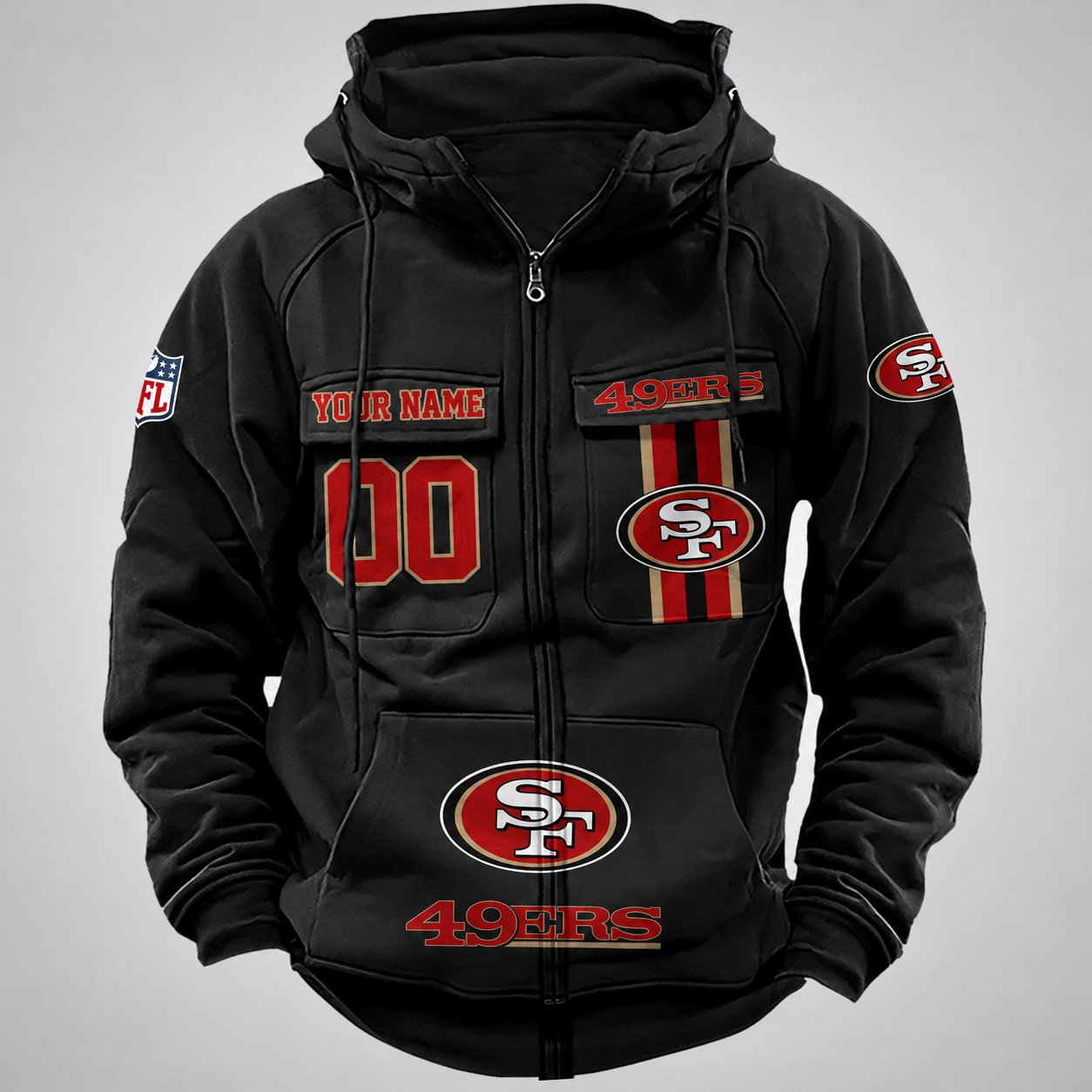 San Francisco 49ers Vintage Men Hoodies Zipup DV6 PBCB2VE