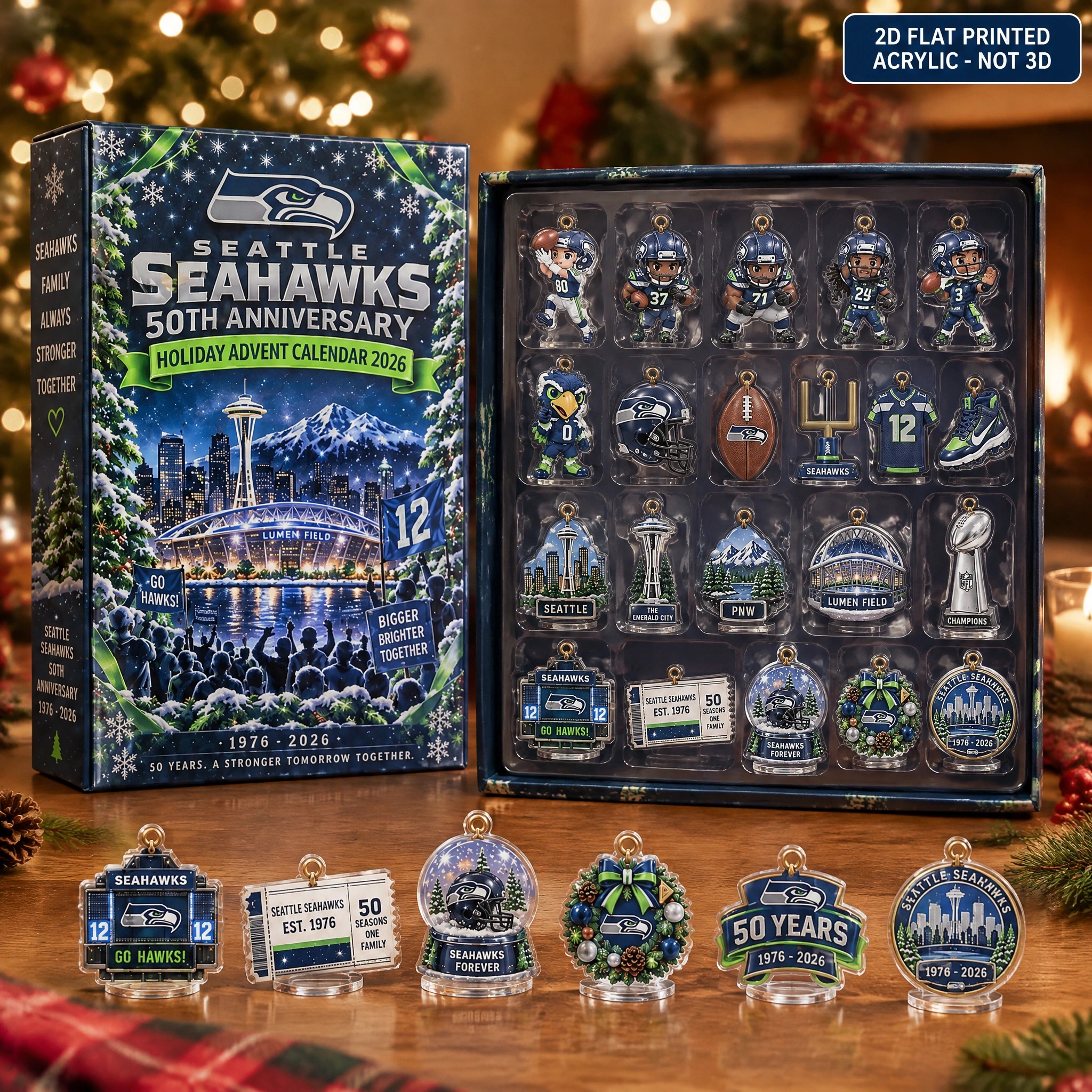 Seattle Seahawks 50th Anniversary Christmas Advent Calendar PBJ0N0I