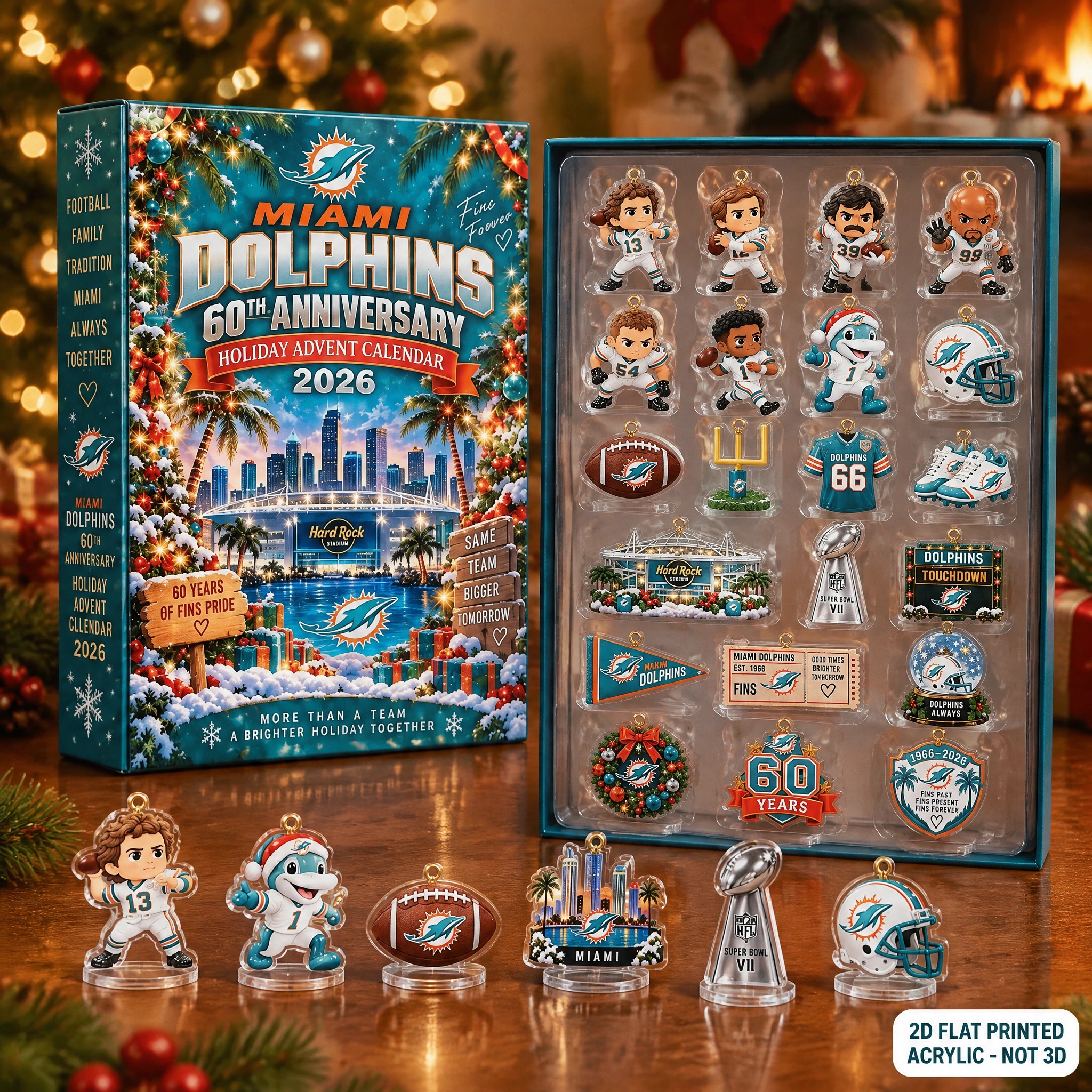 Miami Dolphins 60th Anniversary Christmas Advent Calendar PBX1LOB