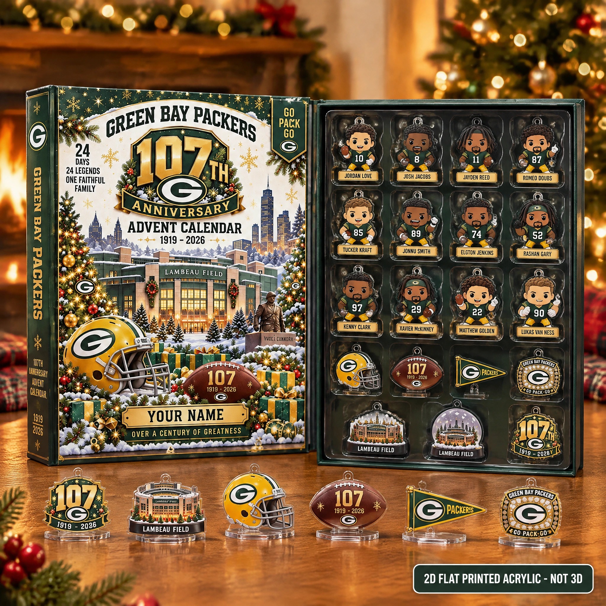 Green Bay Packers 107th Anniversary Christmas Advent Calendar PBLX8WM
