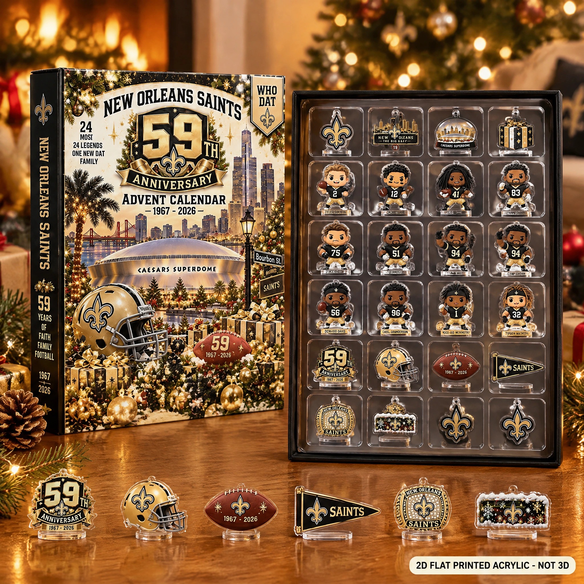 New Orleans Saints 59th Anniversary Christmas Advent Calendar PBBNPWE