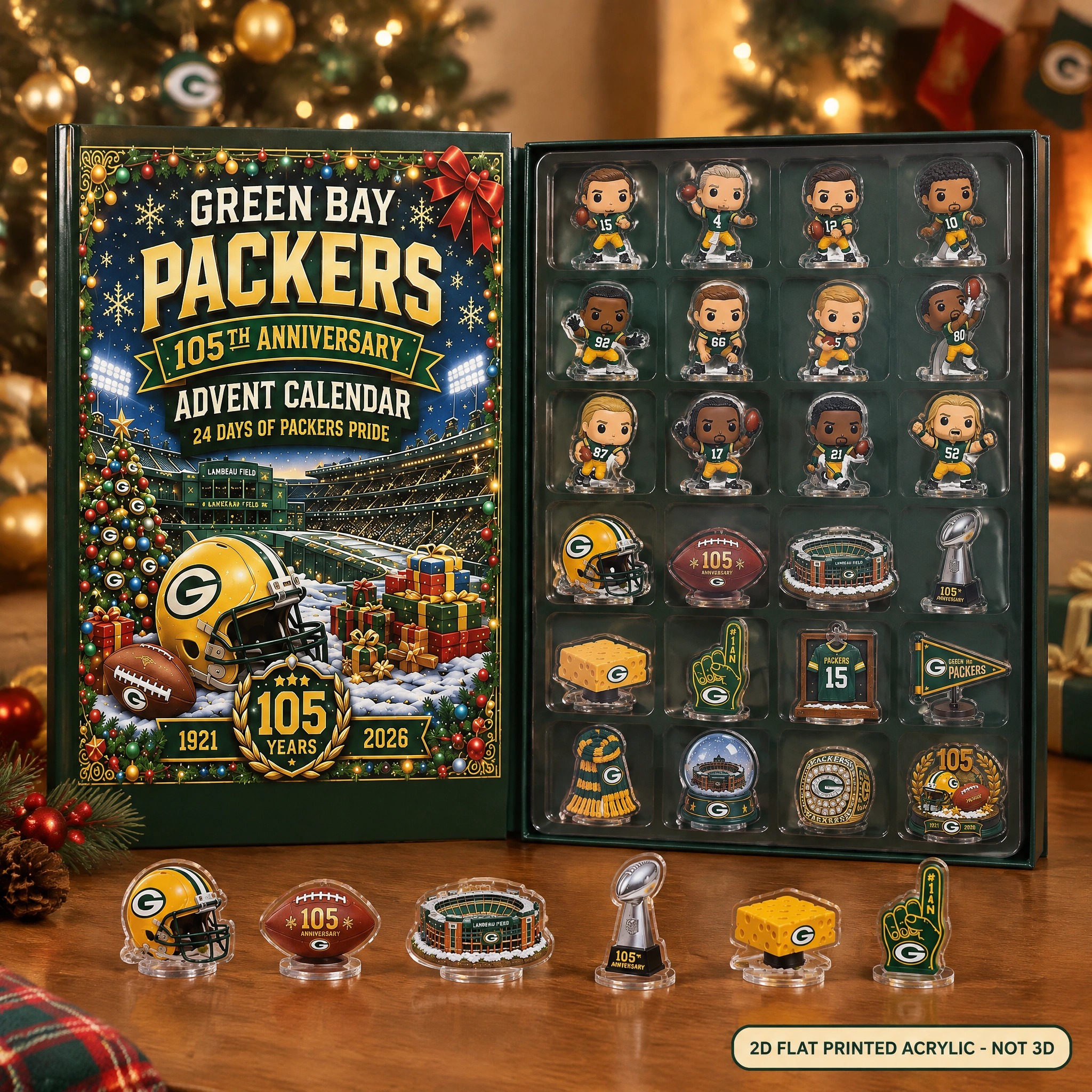 Green Bay Packers 105th Anniversary 1921 2026 Christmas Advent Calendar PBEGOJM