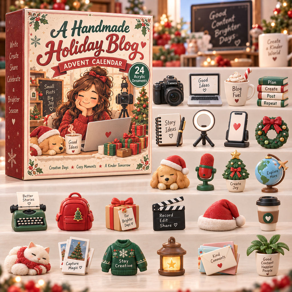 A Handmade Holiday Blog advent calendar box with 24 acrylic Christmas charms