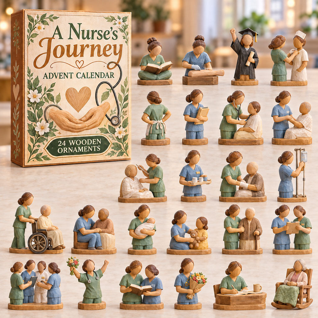 A Nurses Journey advent calendar box with 24 wooden Christmas charms