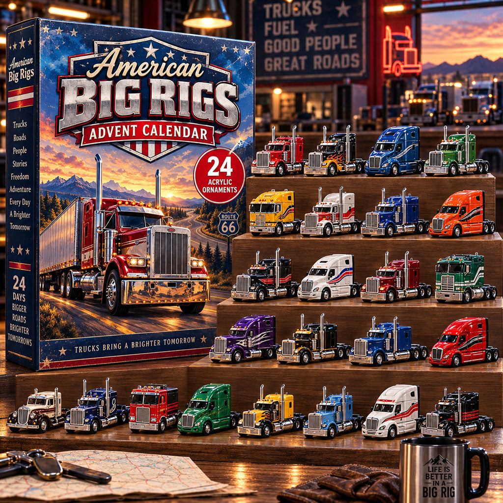American Big Rigs advent calendar box with 24 acrylic Christmas charms