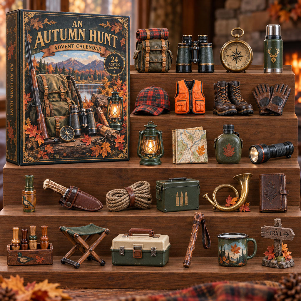An Autumn Hunt advent calendar box with 24 acrylic Christmas charms