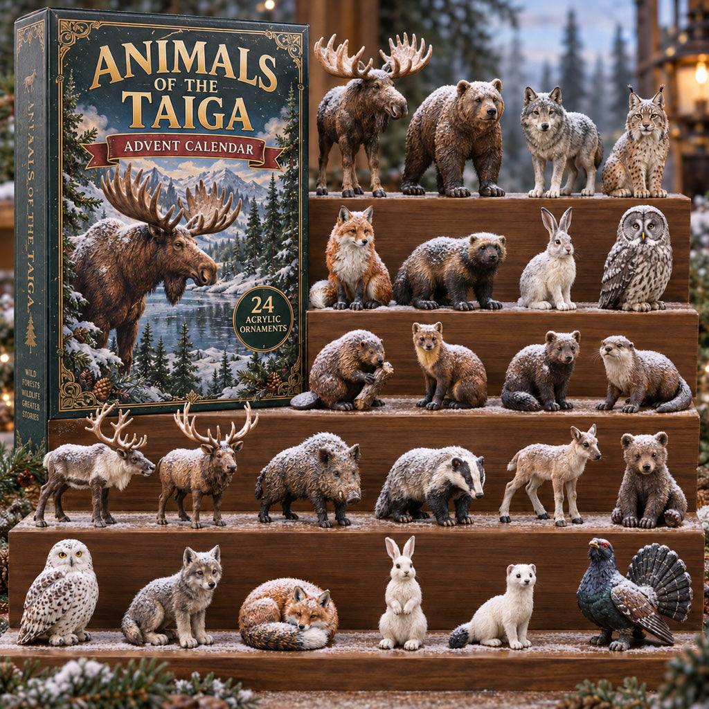 Animals of Taiga advent calendar box with 24 acrylic Christmas charms