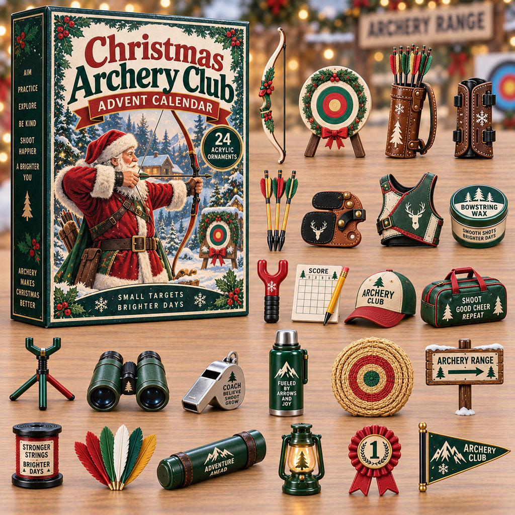 Archery Club advent calendar box with 24 acrylic Christmas charms