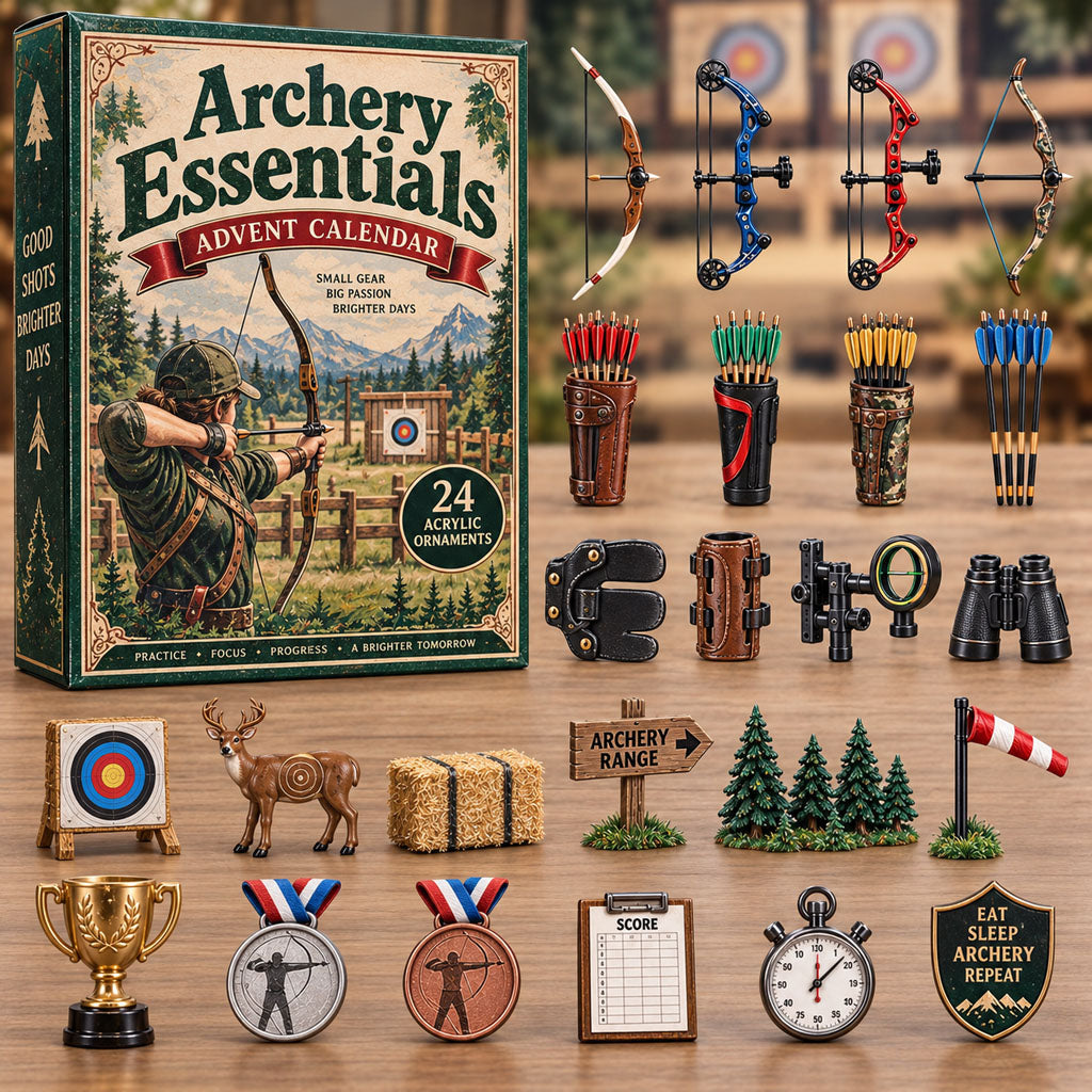 Archery Essentials advent calendar box with 24 acrylic Christmas charms