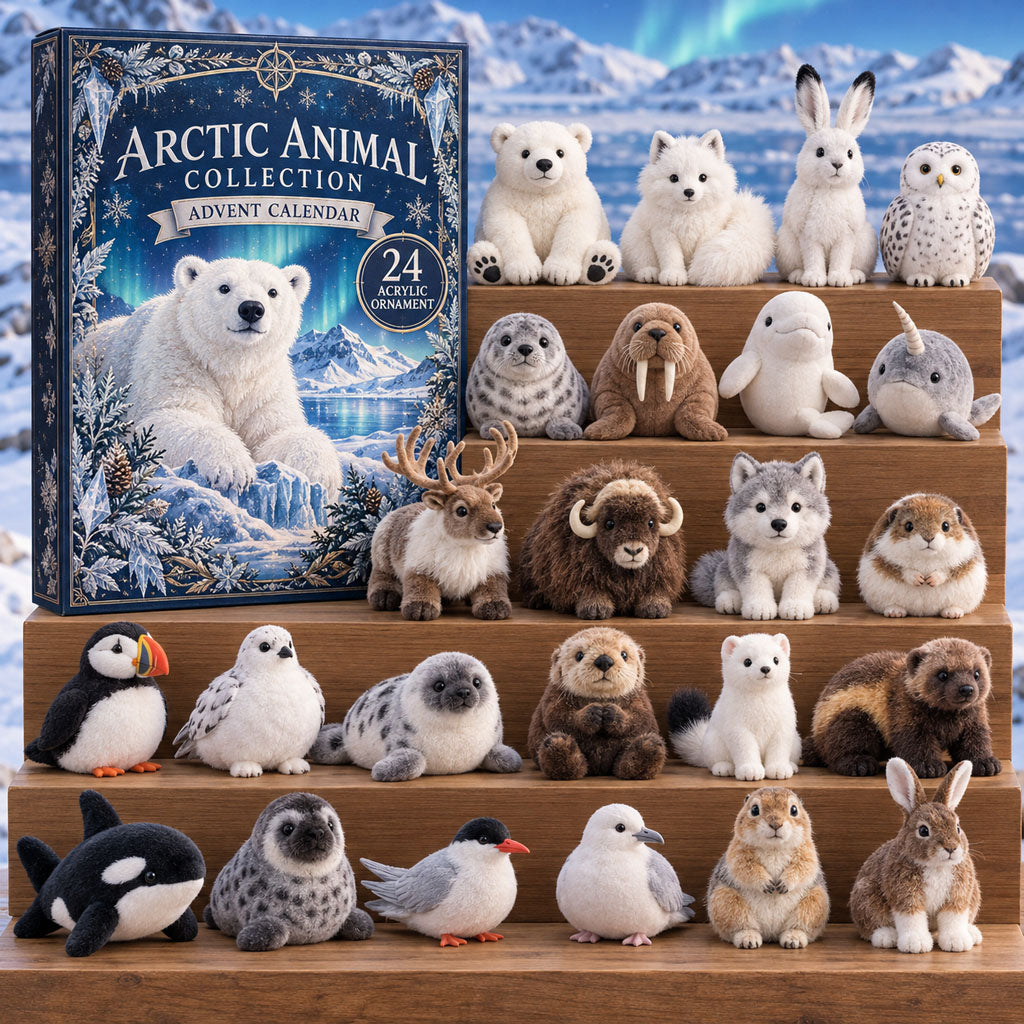Arctic Animal advent calendar box with 24 acrylic Christmas charms
