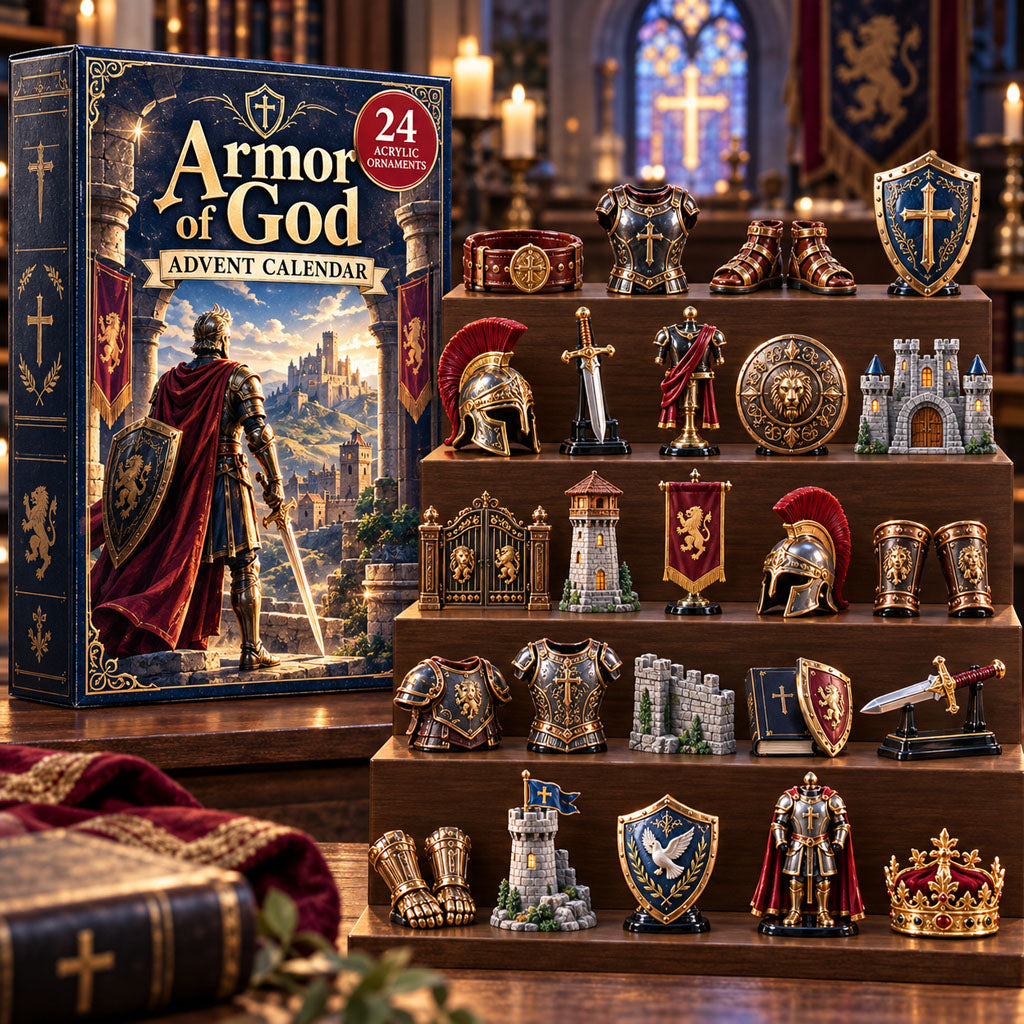 Armor of God advent calendar box with 24 acrylic Christmas charms