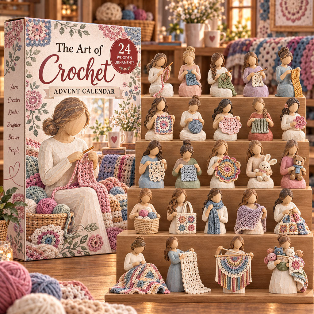 Art of Crochet advent calendar box with 24 wooden Christmas charms