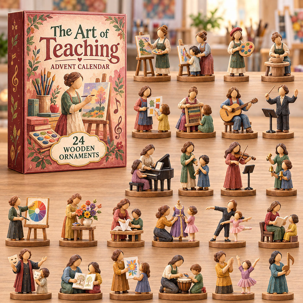 Art of Teaching advent calendar box with 24 wooden Christmas charms