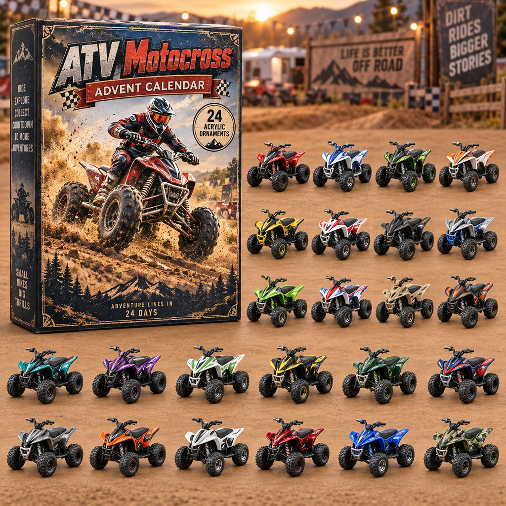 ATV Motocross advent calendar box with 24 acrylic Christmas charms