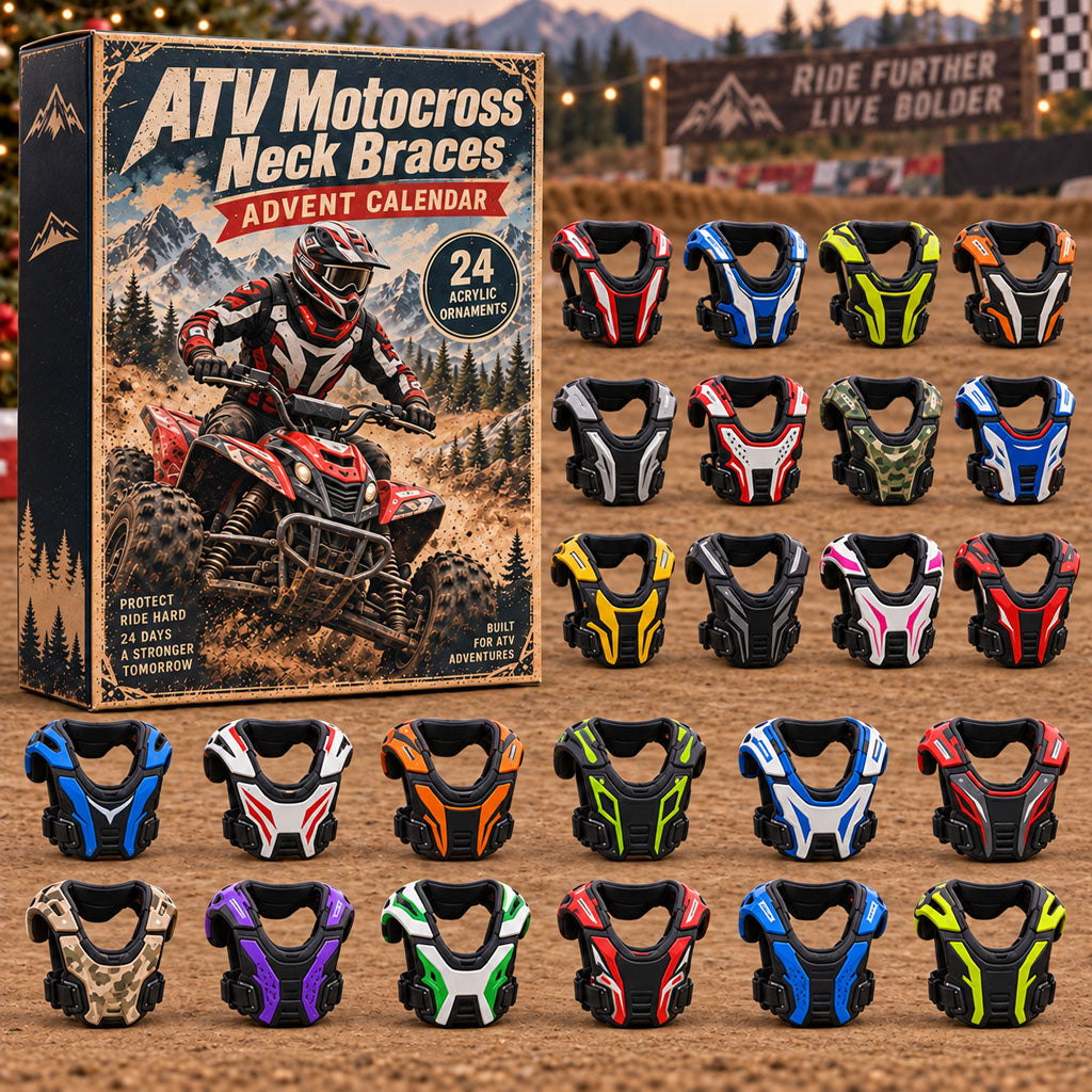 ATV Neck Braces advent calendar box with 24 acrylic Christmas charms