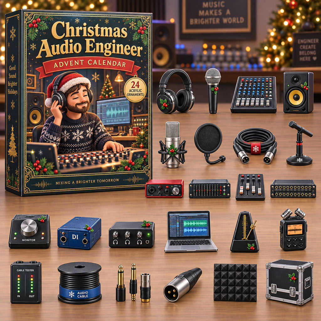 Audio Engineer advent calendar box with 24 acrylic Christmas charms