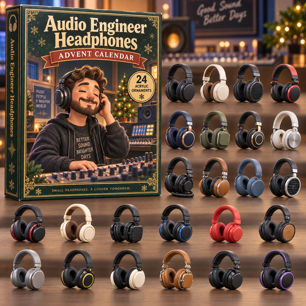 Audio Engineer Headphones advent calendar box with 24 acrylic Christmas charms