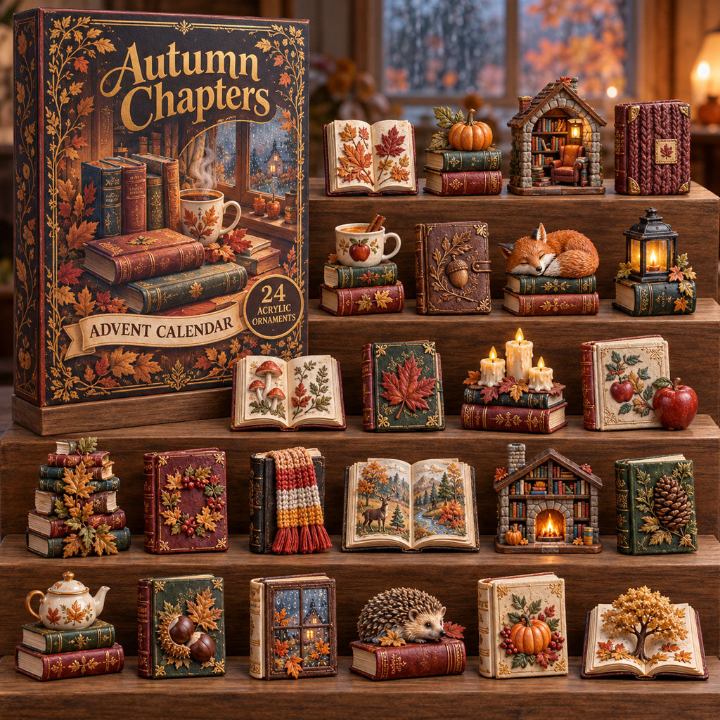 Autumn Chapters advent calendar box with 24 acrylic Christmas charms
