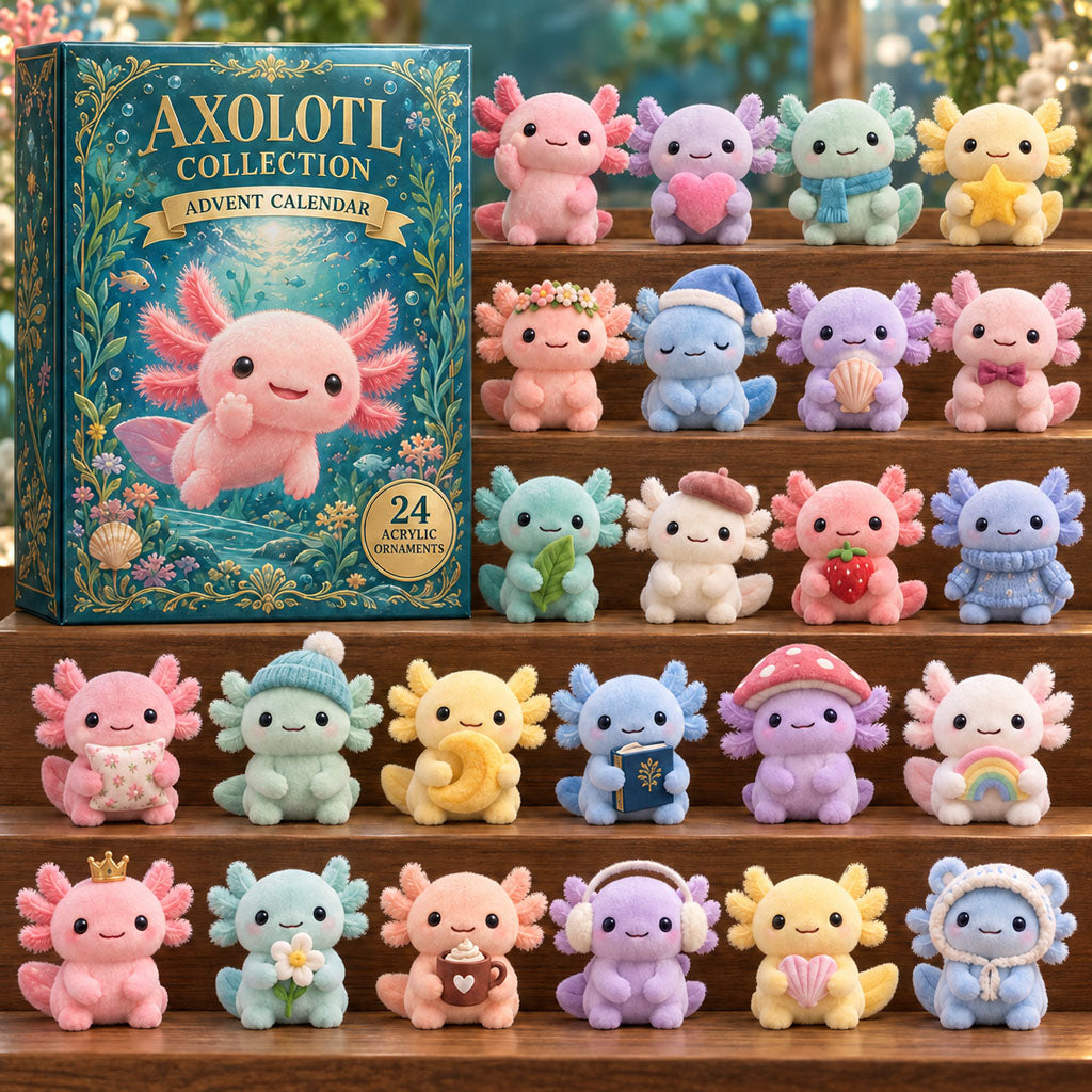 Axolotl advent calendar box with 24 acrylic Christmas charms