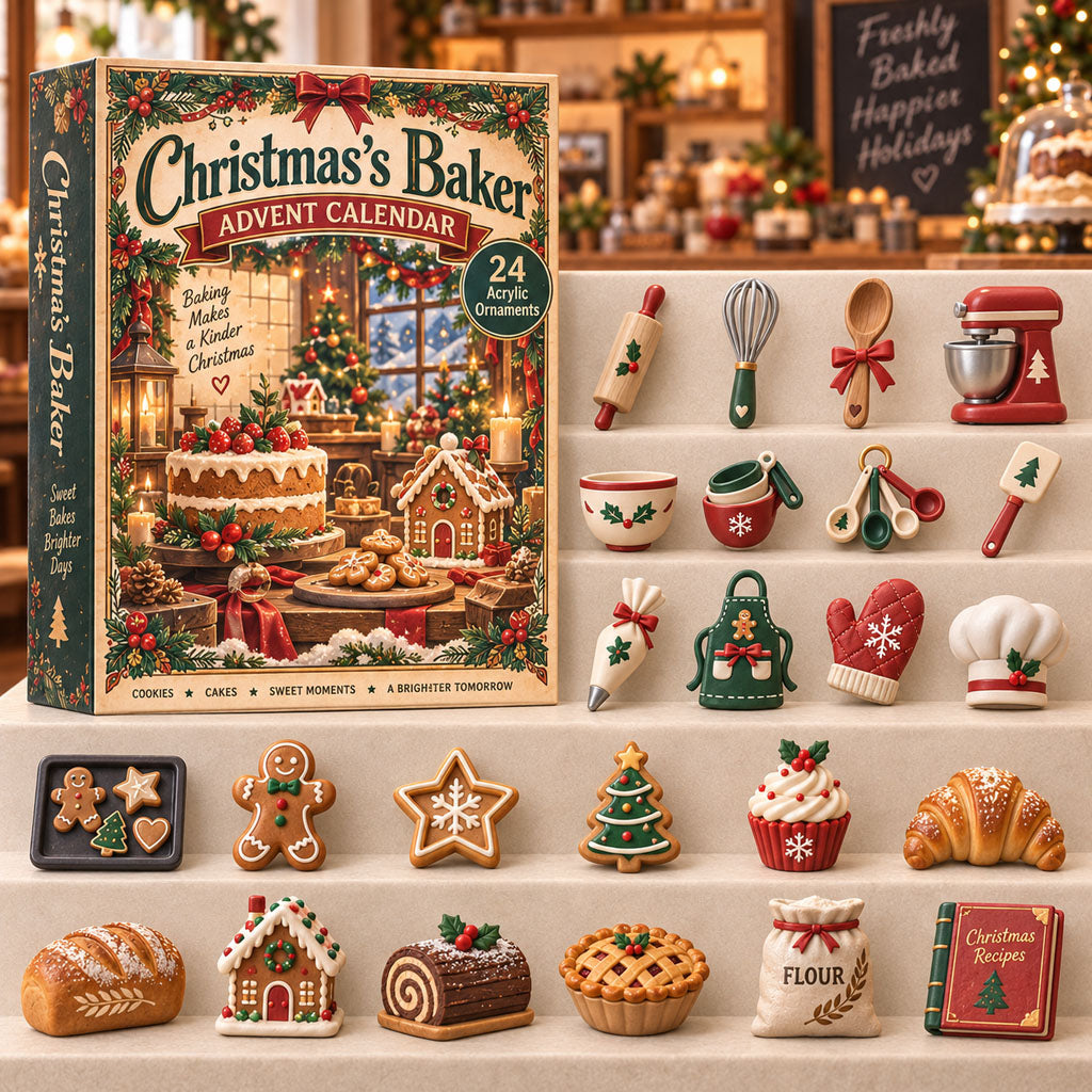 Baker advent calendar box with 24 acrylic Christmas charms
