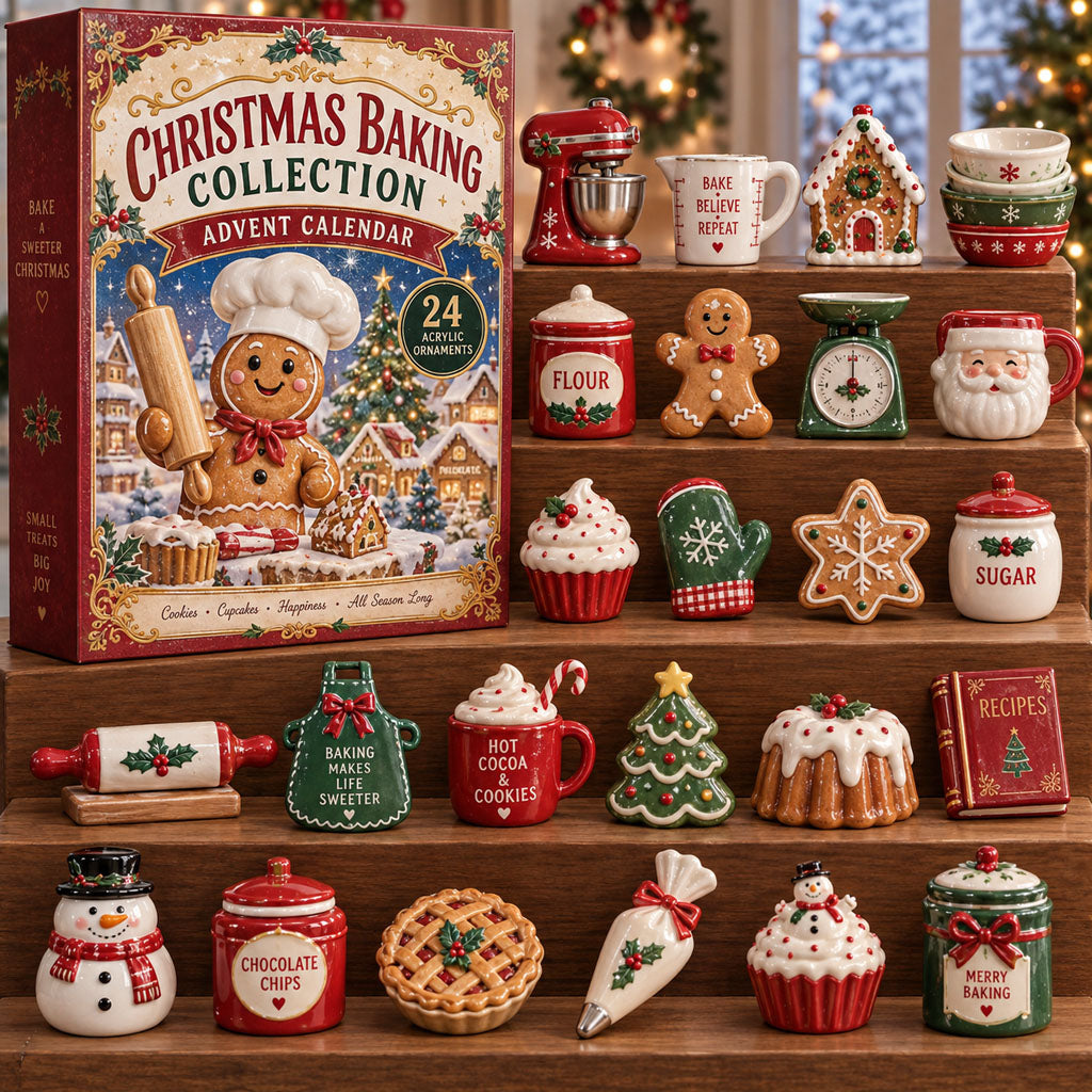 Baking advent calendar box with 24 acrylic Christmas charms