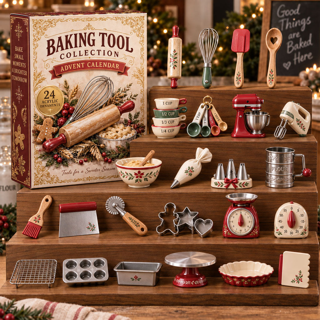 Baking Tool advent calendar box with 24 acrylic Christmas charms