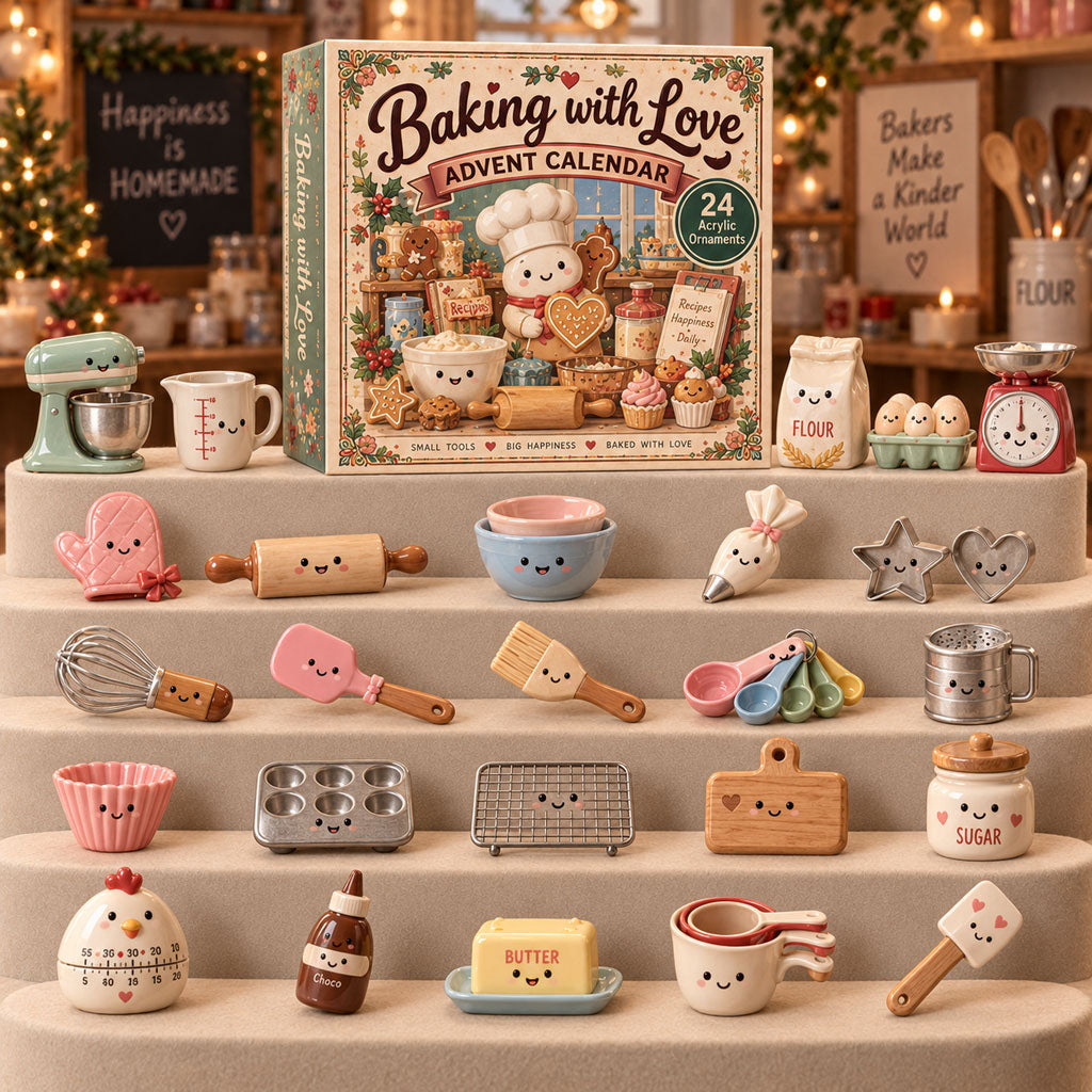 Baking with Love advent calendar box with 24 acrylic Christmas charms